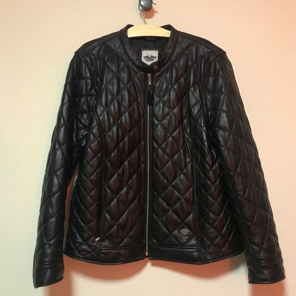 HARLEY DAVIDSON Black Quilted Leather Jacket - Picture 2 of 5